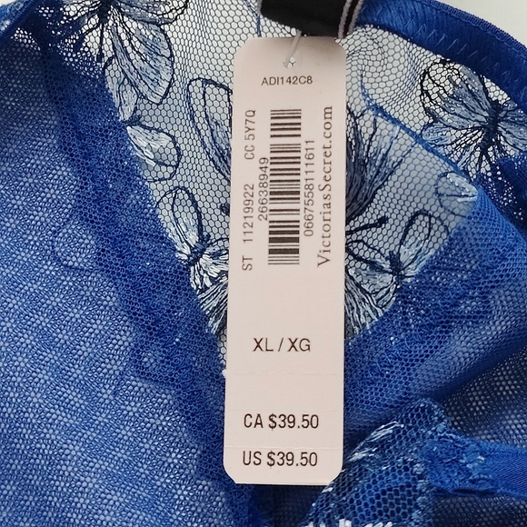 NWT VICTORIA'S SECRET VERY SEXY BUTTERFLY EMBROIDERY STRAPPY BIKINI PANTY BLUE X - Picture 5 of 6